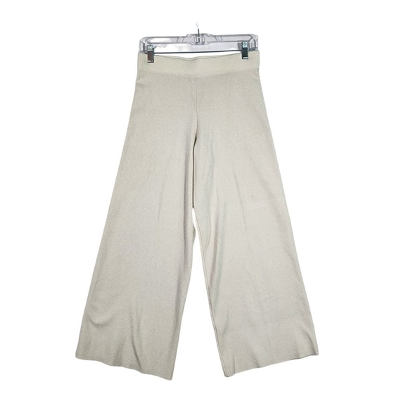 Bailey 44 Pants - Bailey 44 Womens M Cream Knit Wide Leg Crop Pants Sweater Lounge Coastal Resort